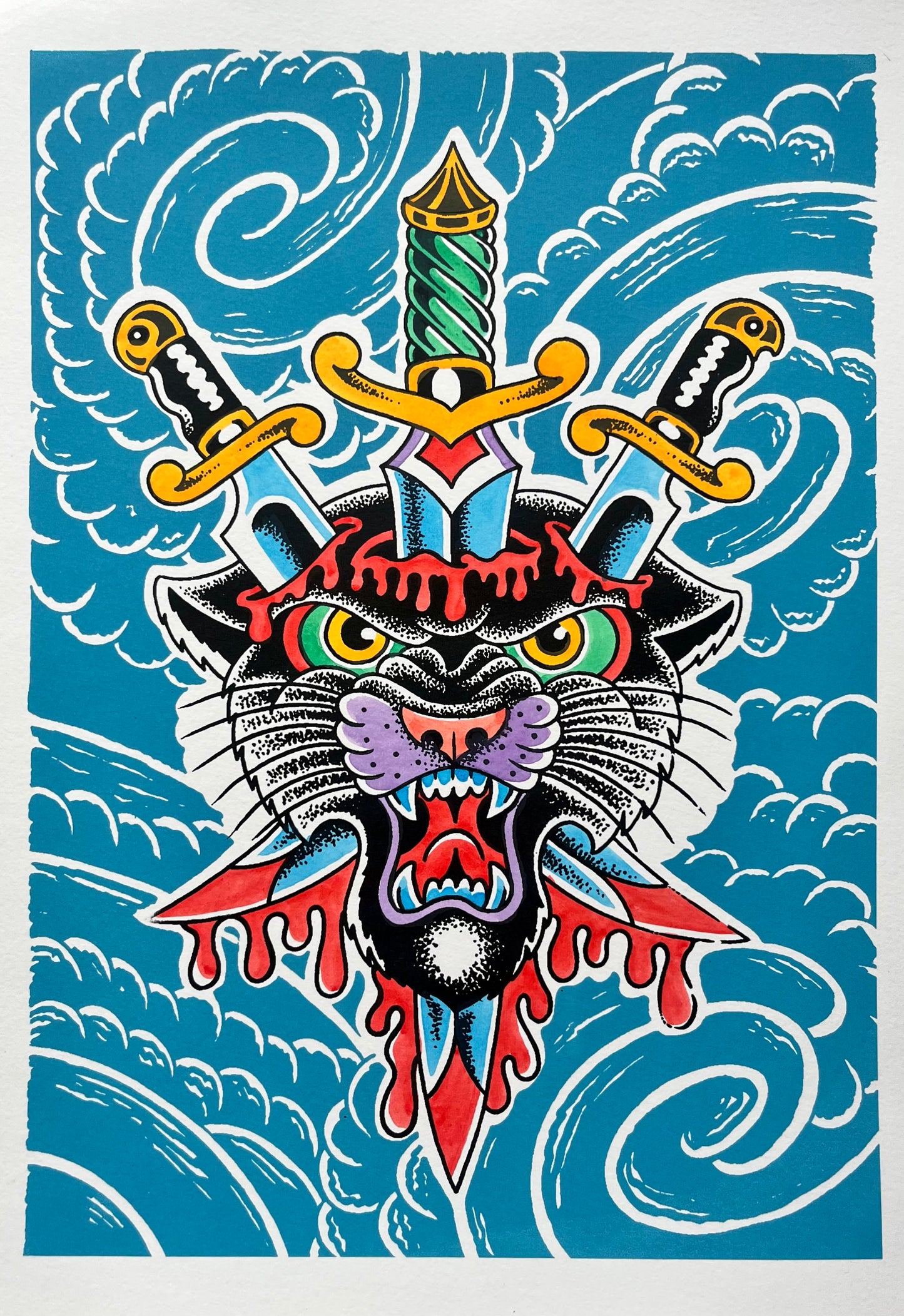 2 Colour Hand Finished Screen Print.