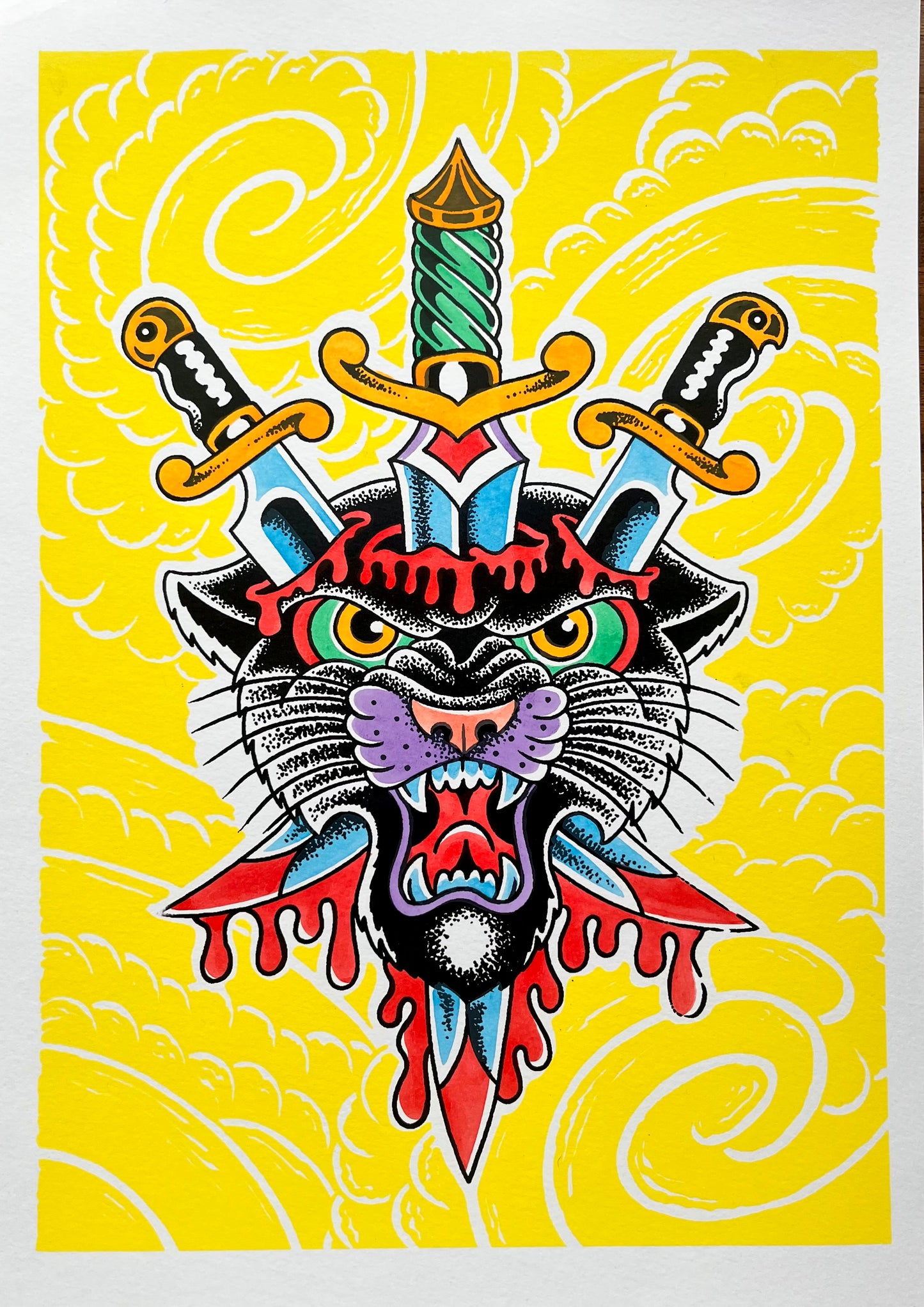 2 Colour Hand Finished Screen Print.