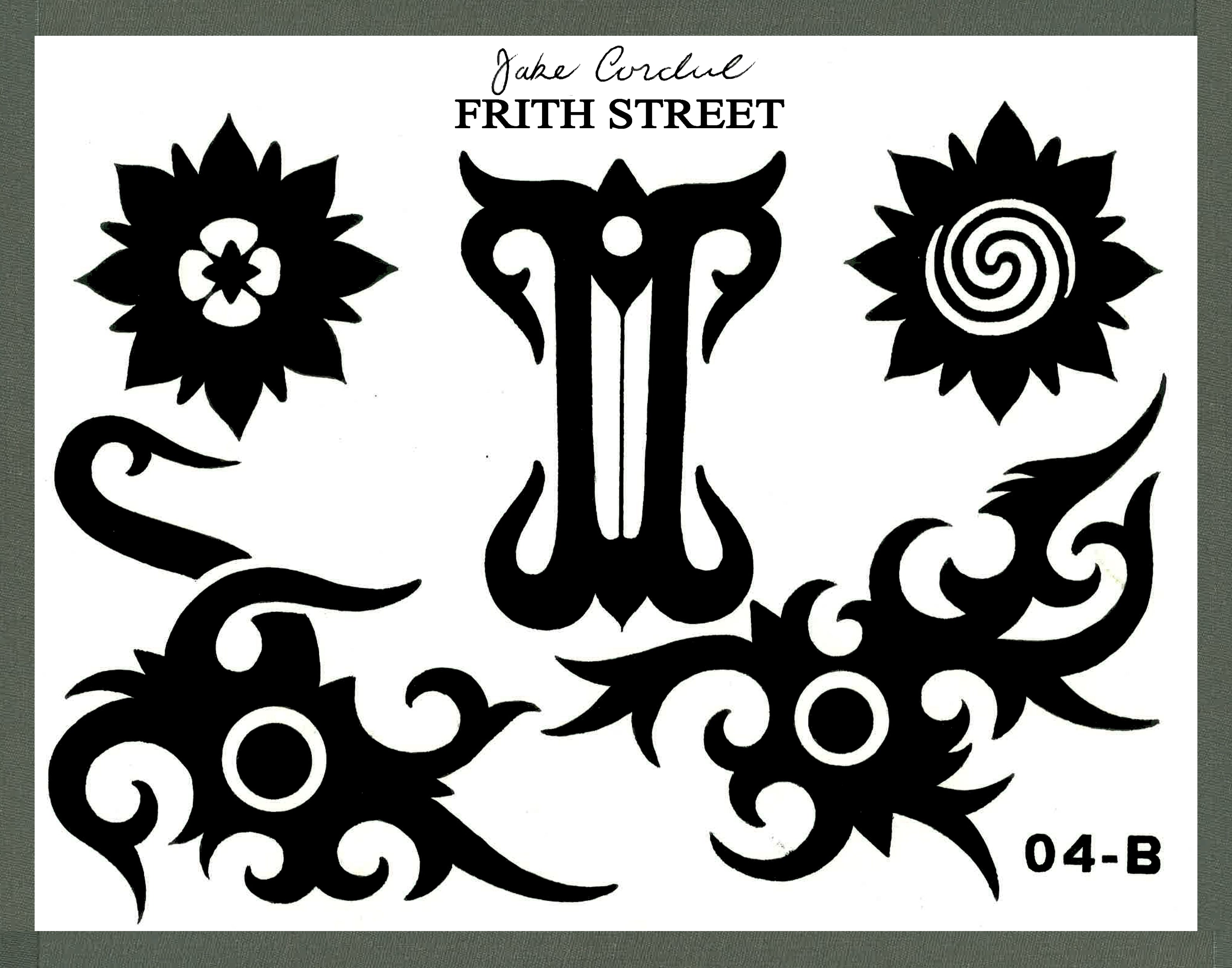 Blackwork borneo Iban 90s tribal flash sheet Scorpion rosette 